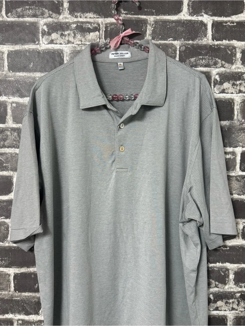 PETER MILLAR Summer Comfort polo shirt gray white stripe
